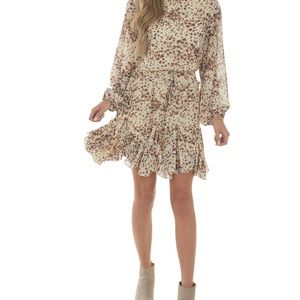 Elastic Waist Ruffle Dress with Leopard Print